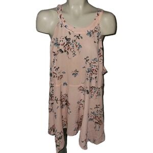 Torrid Floral Print Pink Sleeveless‎ Plus Size Swing Tank Top 4X beachy coastal